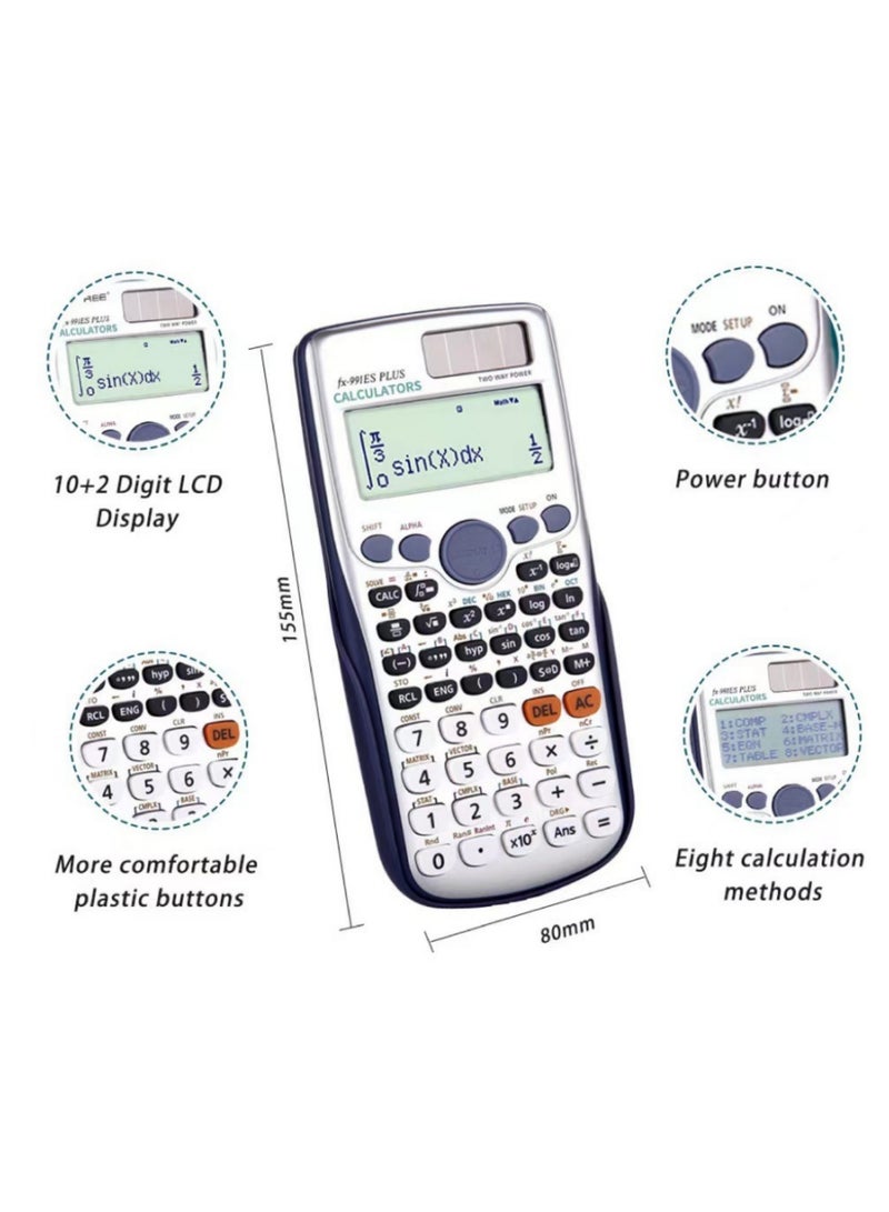 Adando Scientific Calculator with Large Screen 417 Functions Comprehensive Math Tool Perfect for High School College Students Calculus Algebra Geometry and Advanced Math Essential Study Supply (Silver) - Image 4